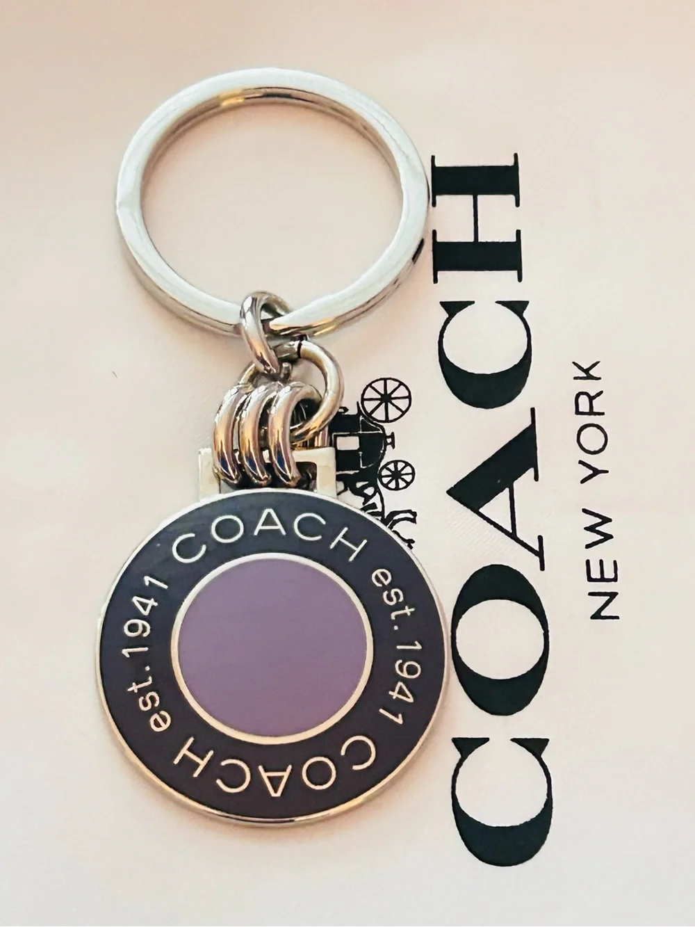 RARE Coach Y2K Est. 1941 Purple & Navy Blue Enamel Keychain/ Bag charm